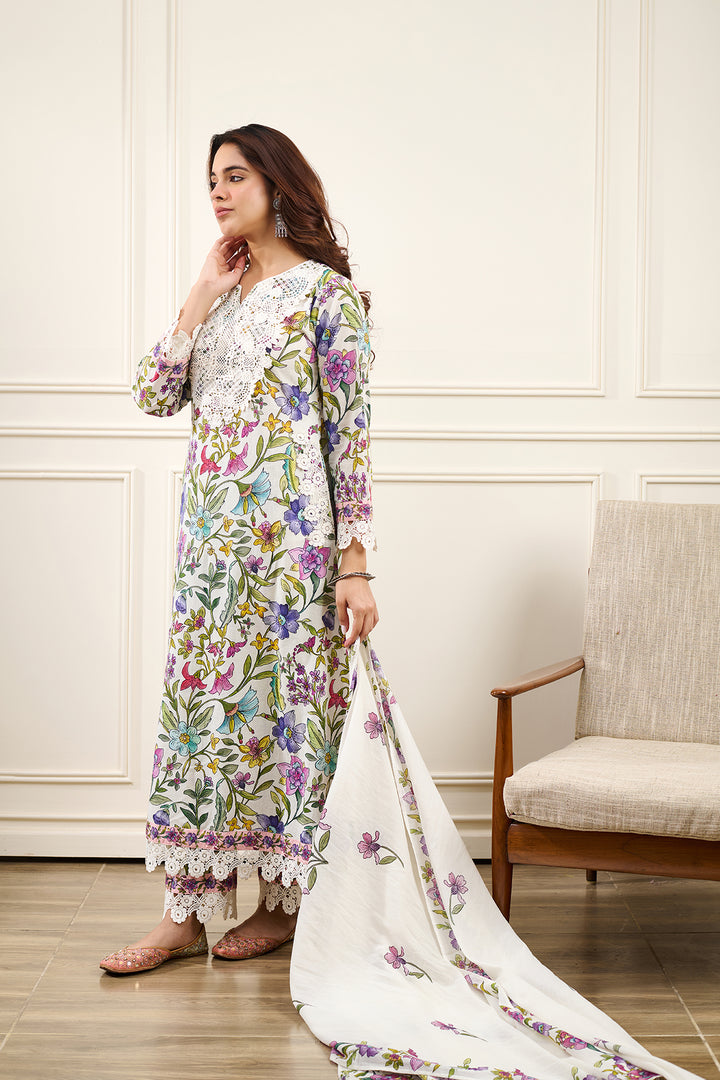 Gul-Bahaar A-Line KURTA WITH PALAZZO AND DUPATTA- SET OF 3