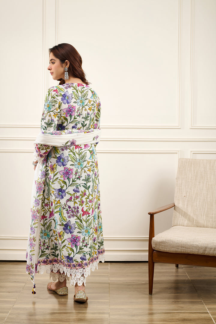 Gul-Bahaar A-Line KURTA WITH PALAZZO AND DUPATTA- SET OF 3
