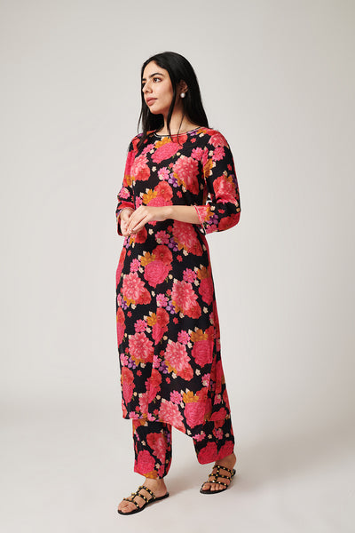 Azalea Black Printed Kurta Palazzo-Set of 2