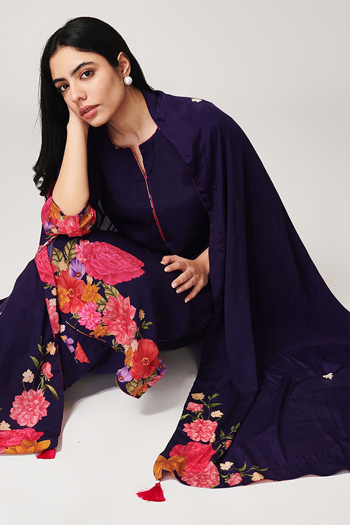 Azalea Purple Kurta Palazzo-Set of 3