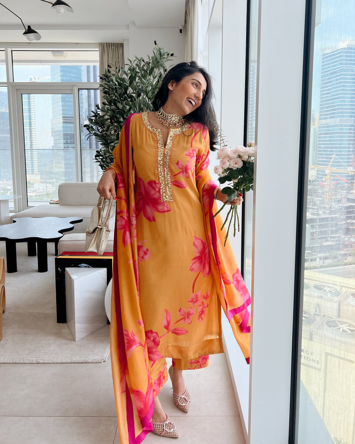 Masoom in Jashn Yellow Printed Kurta Set of 3