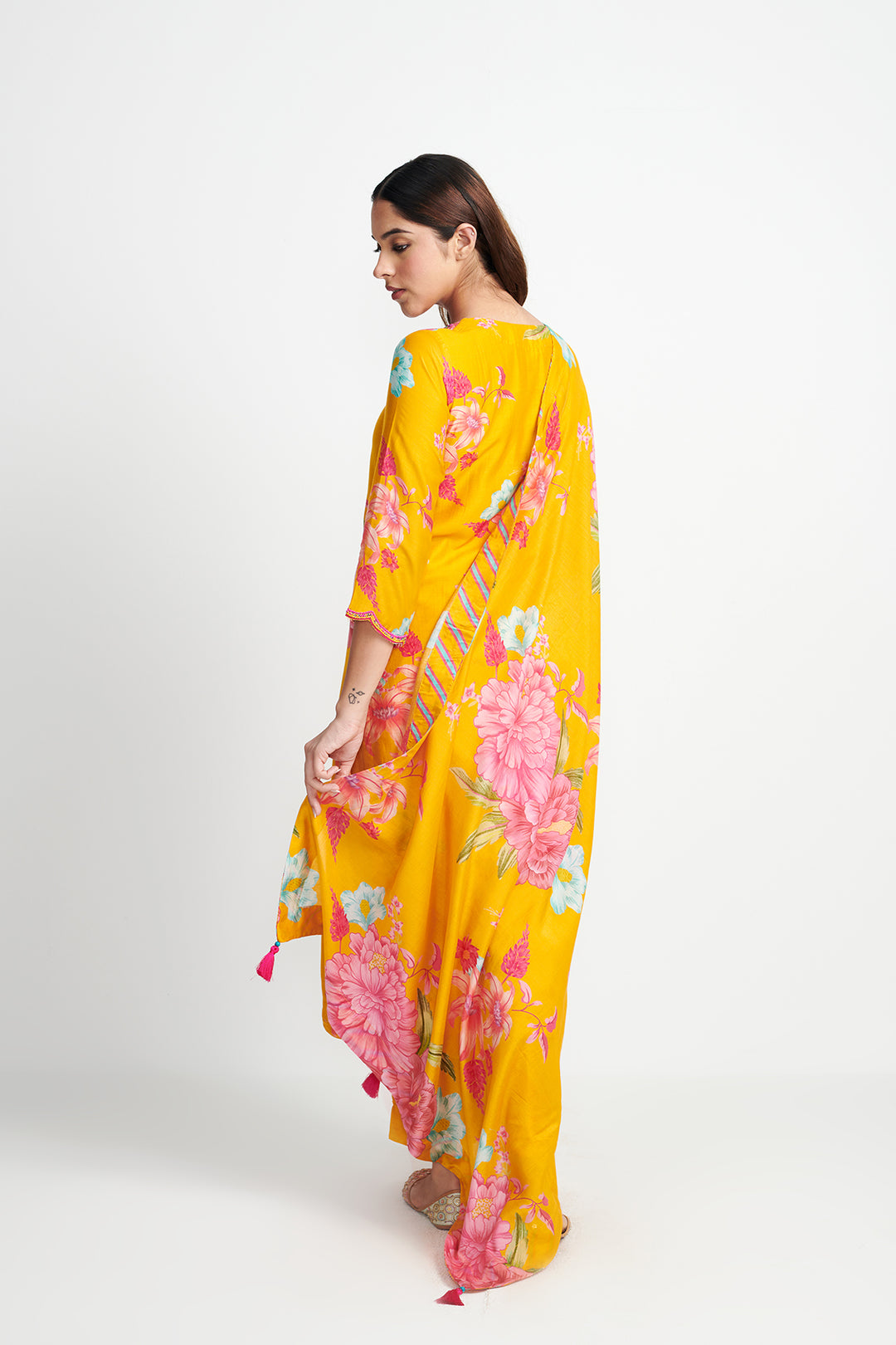 Floral Fiesta Orange EMBROIDERED KURTA SET of 3