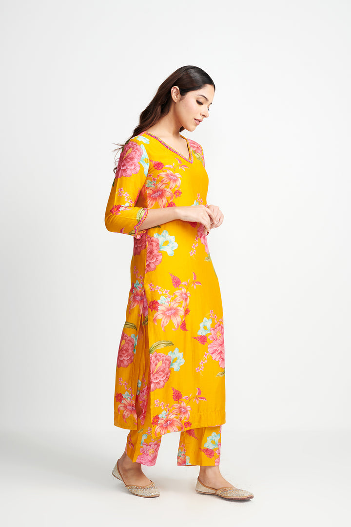 Floral Fiesta Orange EMBROIDERED KURTA SET of 3