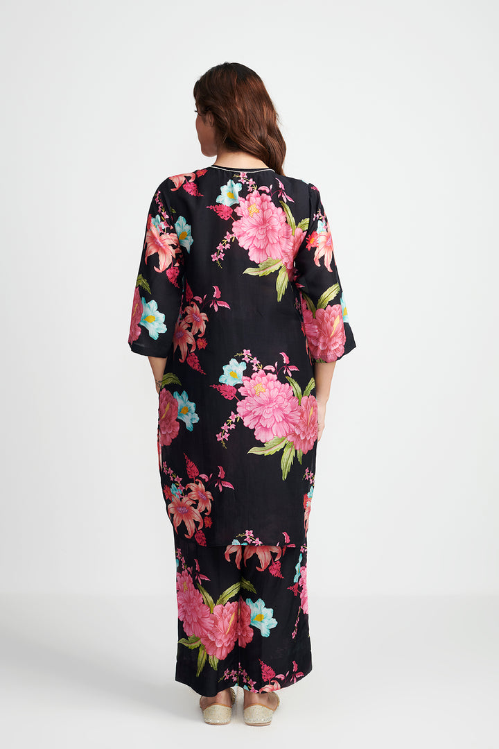 Black Floral Fiesta Kurta Set of 2