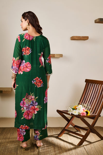 Zoya Green Hand Embroidered Kurta set of 3