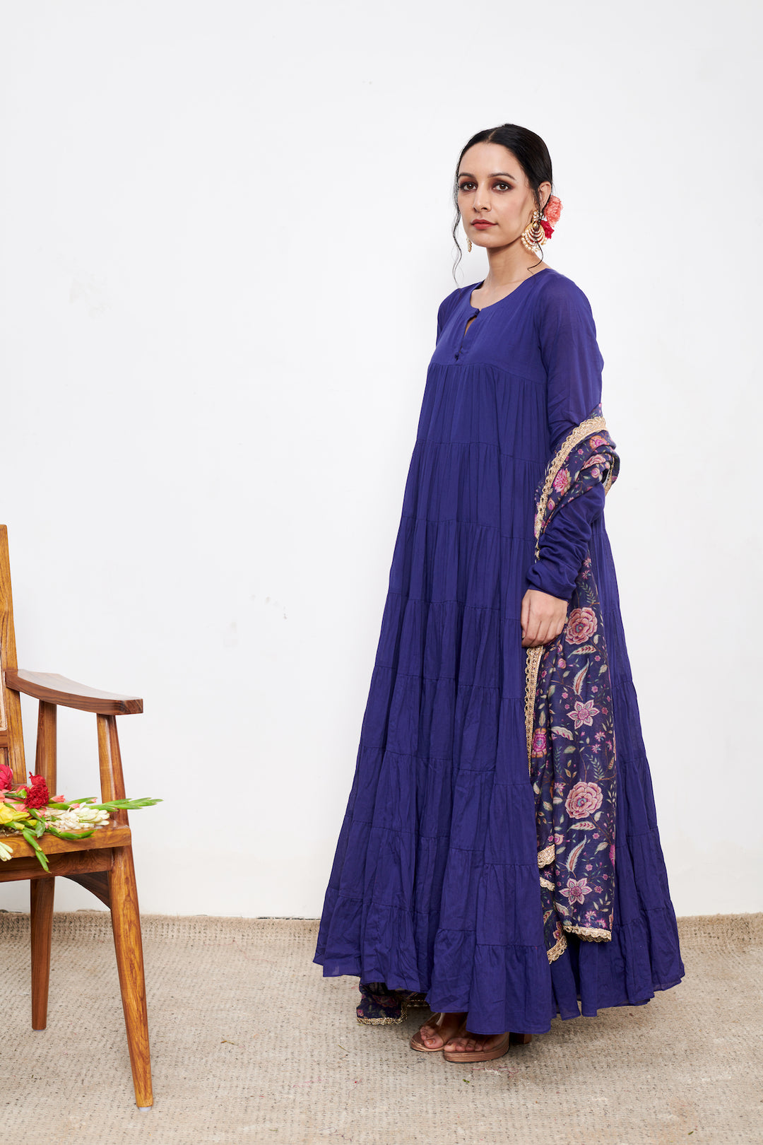 Raag Blue Anarkali with Chooridar and Dupatta- set of 3