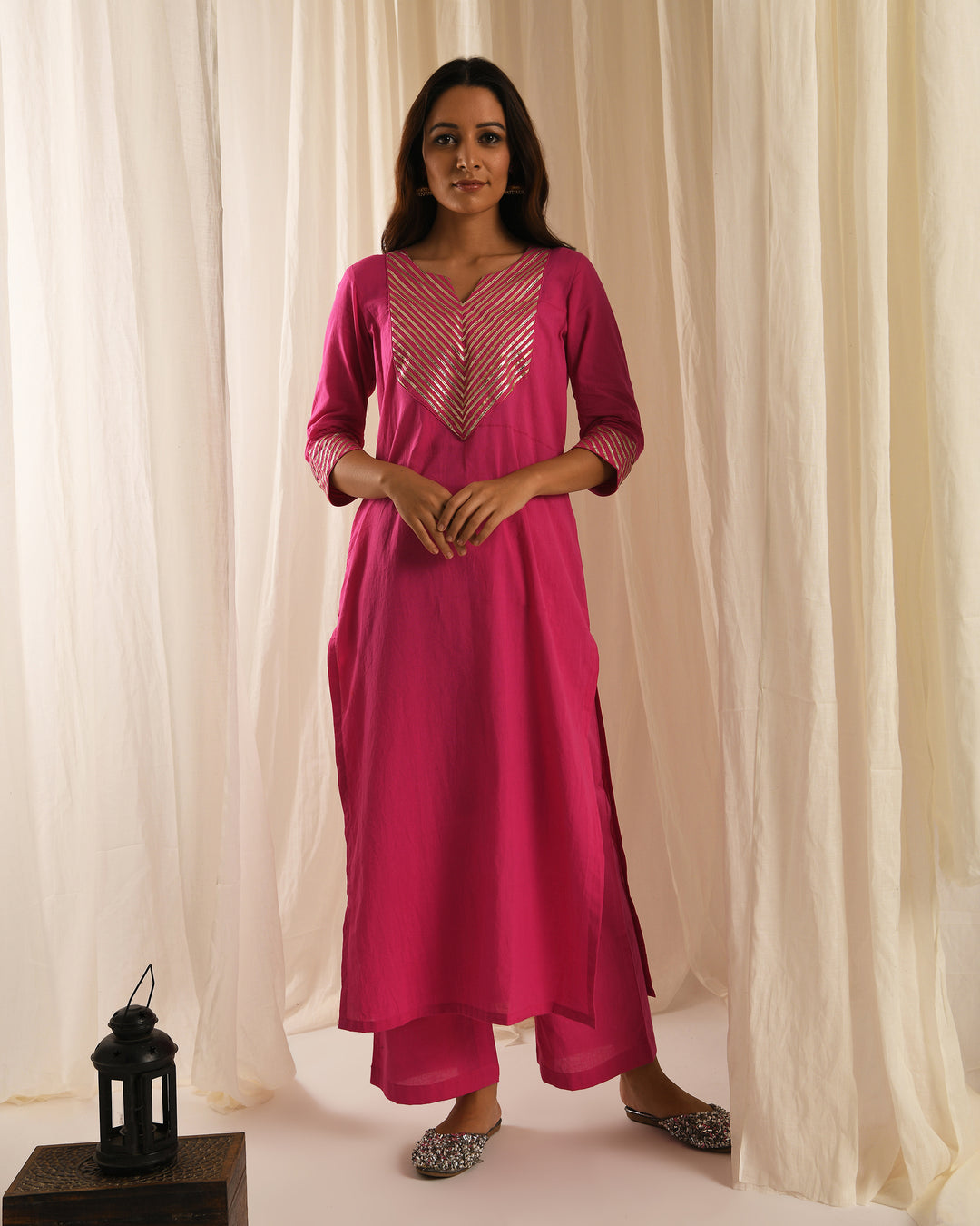 Rani gota kurta set of 3