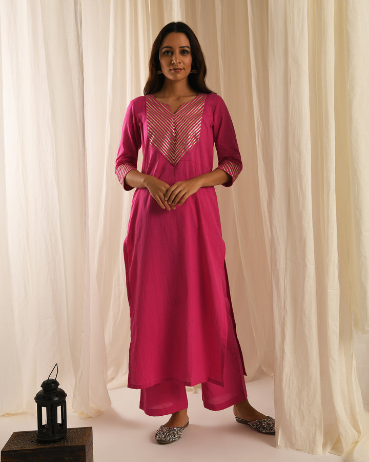 Rani gota kurta set of 3