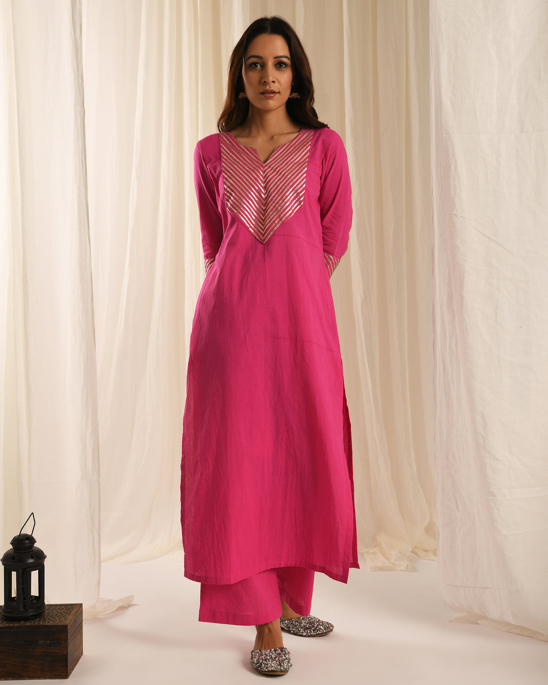 Rani gota kurta set of 3