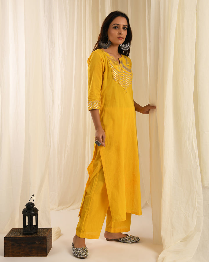 Yellow gota kurta set of 3