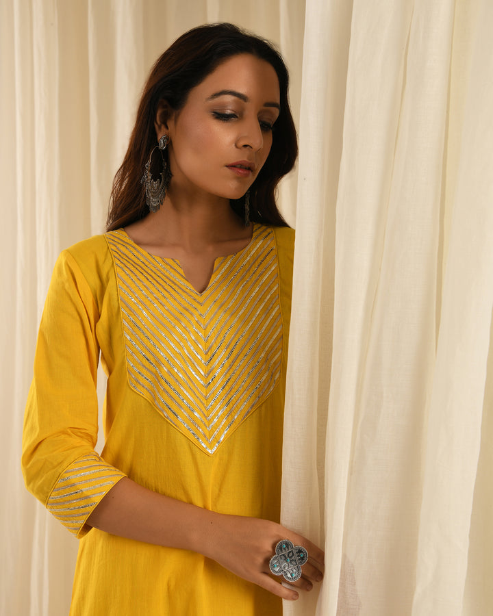 Yellow gota kurta set of 3
