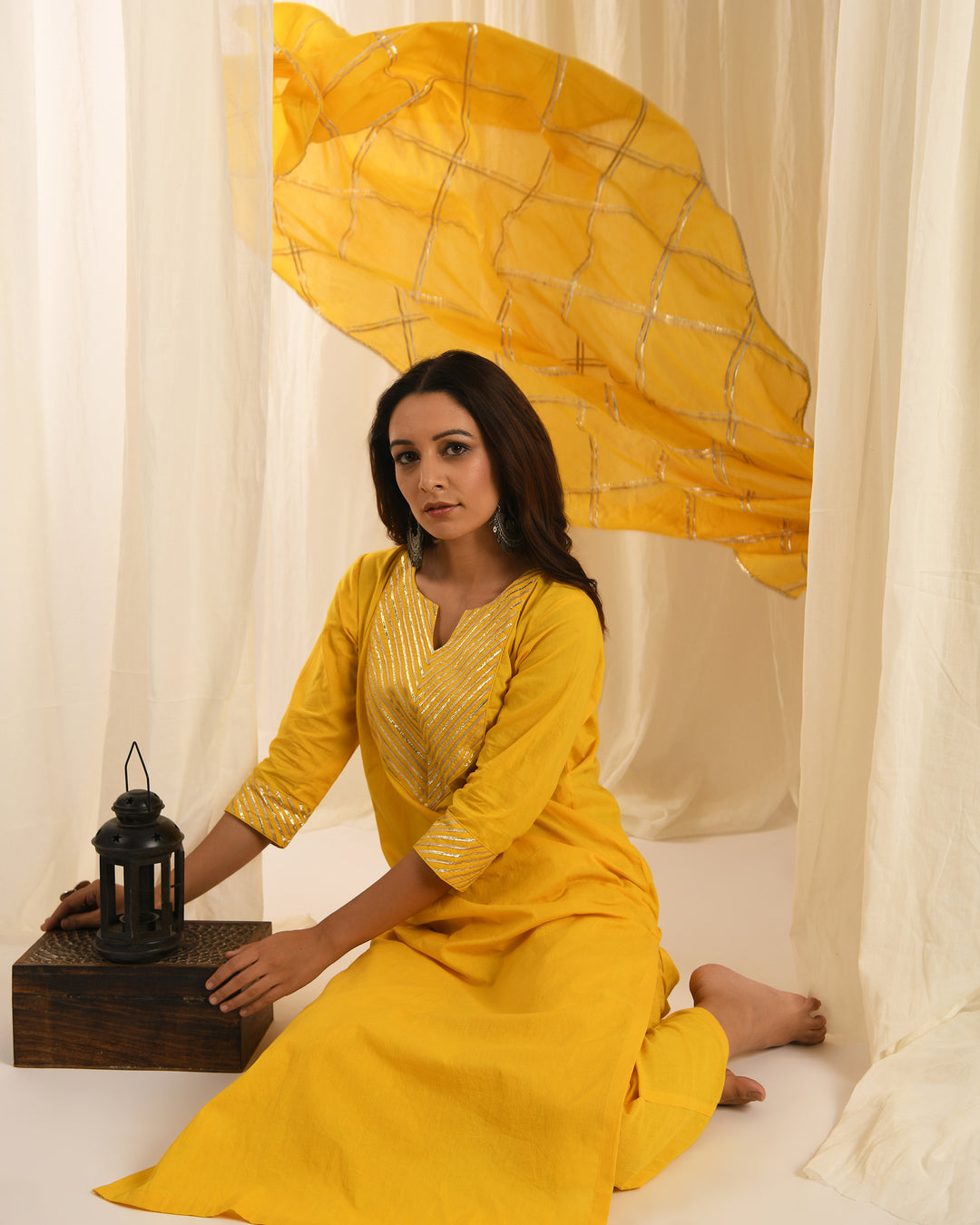 Yellow gota kurta set of 3